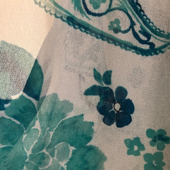 ✨2/$20 *Flawed Torrid Floral Paisley Print Sheer Chiffon Top Blue Plus Size 1X - Picture 5 of 6